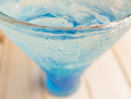 Iced blue Italian soda closeup shallow depth of fieldの写真素材