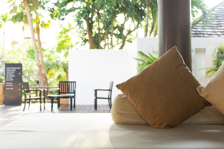 Relaxing sofa in beach mood and toneの写真素材