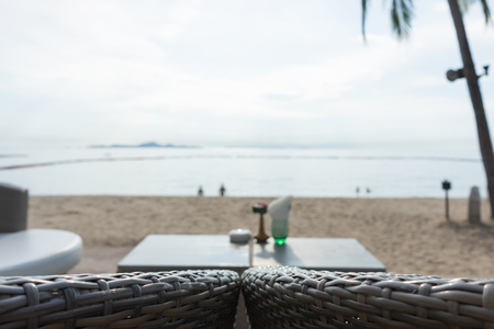Beach bar seat. The best moment at Pattaya, Thailandの写真素材