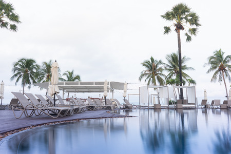 Swimming pool. Luxury hotel in Pattaya, Thailand. Summer beach vacation.のeditorial素材