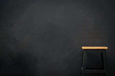 Wood chair on gray background with copy space.の写真素材