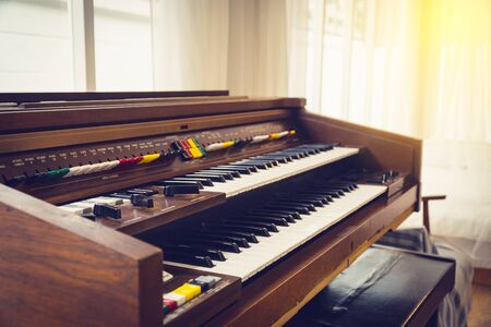 Classic piano in old vintage style.の写真素材
