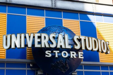 OSAKA, JAPAN - NOVEMBER 28, 2019 : Universal Studios store text on the globe at Universal Studios Japanの写真素材