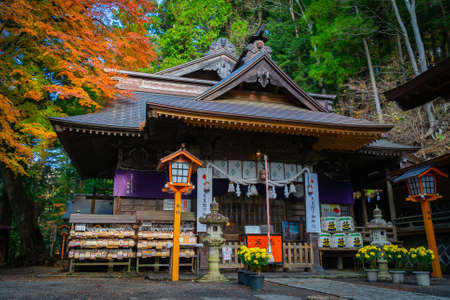 FUJIYOSHIDA, YAMANASHI. JAPAN - NOVEMBER 24, 2019 : Arakura Fuji Sengen Jinja Shrine the most famous temple nearby Chureito Pagoda in Japanのeditorial素材