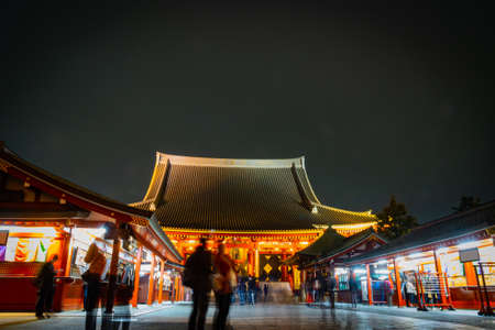 Sensoji Temple in Asakusa is the most famous and be the destination of tourist. Shoot in the night. Tokyo, Japan.のeditorial素材