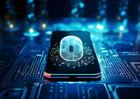 Cybersecurity and privacy concepts. Protecting data. Internet network security technology. virtual screen interfaces. Cyber security with businessman protecting personal data.の素材