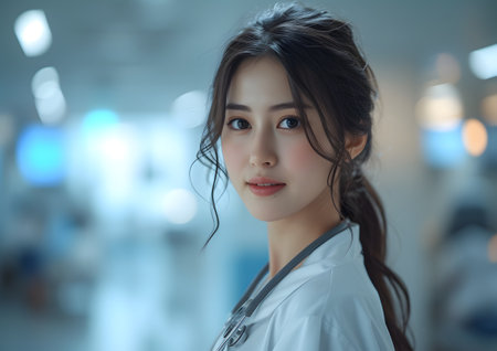 Nurse and Doctor concepts. Medical healthcare person portrait at hospital.の素材