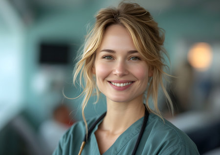 Nurse and Doctor concepts. Medical healthcare person portrait at hospital.の素材