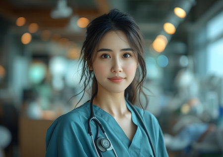 Nurse and Doctor concepts. Medical healthcare person portrait at hospital.の素材