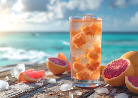Margarita cocktail, summer refreshment drink for party at the beach. Bartender made juice lime beverage concept.の素材