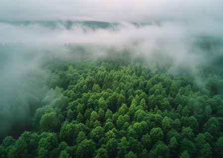 Greenery forest from top-view, ESG concept, Environmental Social and Governance, new global sustainability strategy for every corporates in a modern growth business.の素材
