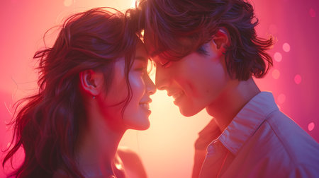 Asian couple ballroom dancing together. Happiness and enjoyment time.の素材