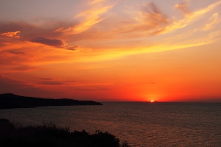 Sunset in Taman, Krasnodar Krai, Russia august - 2012 の写真素材