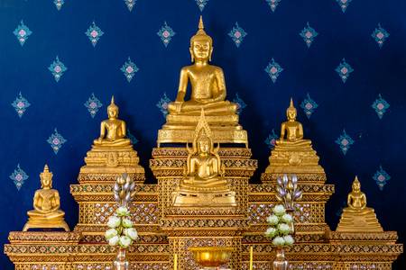 set of altar table with images buddhaの写真素材