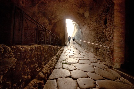 Image of a tunnel leading into the ancient ruins of Pompeii.の写真素材
