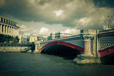 London, UK - Oct. 7, 2014:  Vintage toned Blackfriars Bridge over the Thames in Londonのeditorial素材