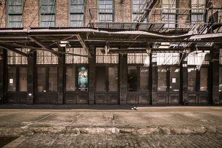 New York City, New York, USA - March 13, 2015: Street view from historic Gavsevoort Street in the Meatpacking district of Manhattan,のeditorial素材