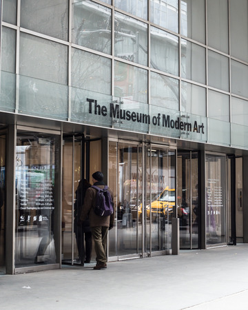 New York City, New York, USA  - March 14, 2014: Entrance to The Museum of Modern Art with people entering in Manhattan.のeditorial素材