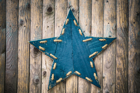 ornamental american star on fenceの写真素材