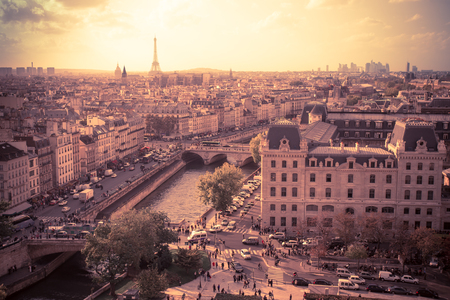 Sunset view across the city of Parisのeditorial素材