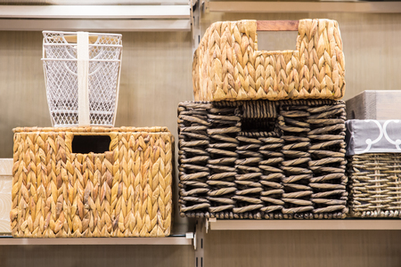 Assorted variety of home storage organizing baskets