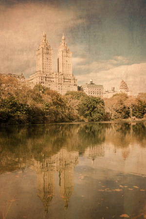 Vintage Central Park, New York City with textureの写真素材