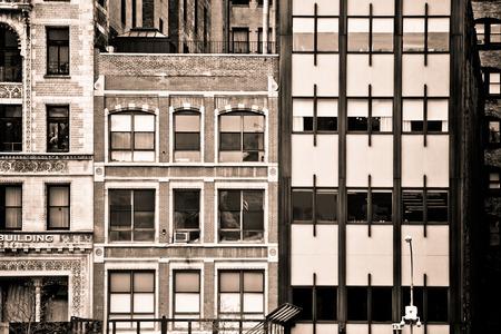 Cityscape retro toned image of vintage building facades,の写真素材