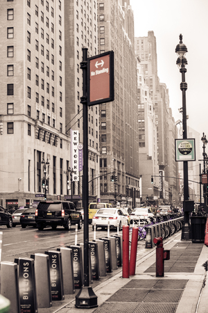 NEW YORK CITY - MARCH 29, 2018: New York City Manhattan street scene with cars depicting city life on a typical weekday afternoonのeditorial素材
