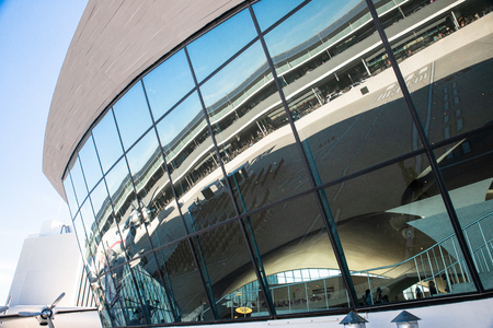 NEW YORK CITY, NEW YORK - SEPTEMBER 20, 2019: Exterior view of the historic TWA Hotel, formerly the...