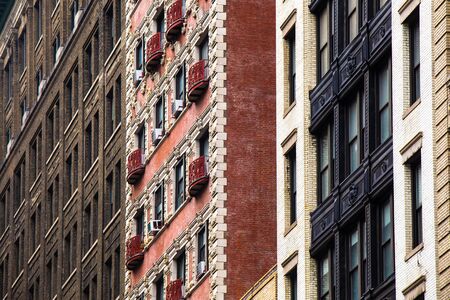 View of New York City apartment buildingsの写真素材