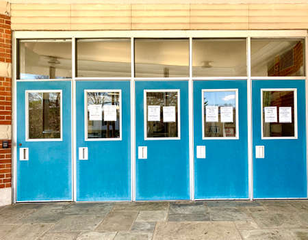 WEST HEMPSTEAD,  NEW YORK - APRIL 1, 2020:  West Hempstead High School in Nassau County New York...