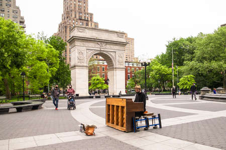 NEW YORK CITY - MAY 24, 2020:  Washington Square Park in Manhattan during the Covid-19 Coronavirus...