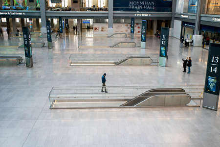 New York City, New York - January 23, 2021: Interior view of the new Moyinhan Train Hall at Penn Station in Manhattan.のeditorial素材