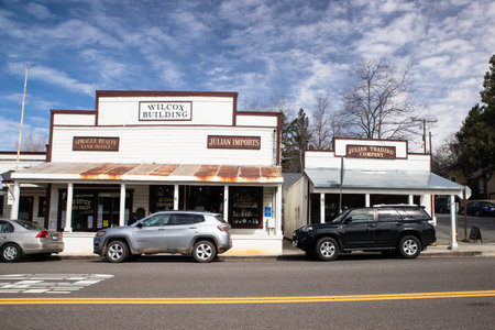Julian, California - February 20, 2020:  Street scene View of historic old town of Julian Californiaのeditorial素材