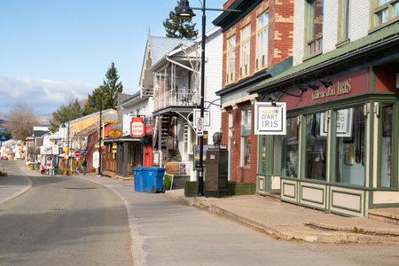 Baie-Saint-Paul, Quebec, Canada - November 8, 2022:  Street scene in Baie-Saint-Paul Canada with...