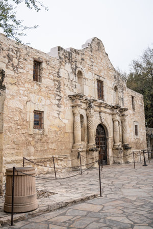 Exterior view of historic Alamo in San Antonio Texasの写真素材