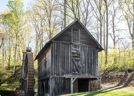 Waynesville, North Carolina - April 22, 2024: Historic Francis Grist Mill in Waynesville North Carolinaのeditorial素材