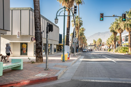 Palm Springs, California - June 27. 2024:  View of downtown shopping district in Palm Springs Californiaのeditorial素材
