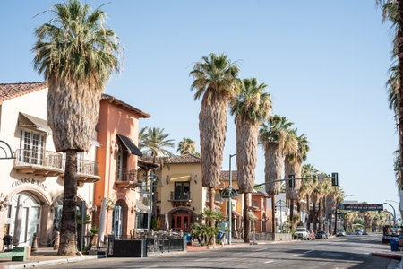 Palm Springs, California - June 27. 2024:  View of downtown shopping district in Palm Springs Californiaのeditorial素材