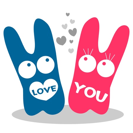 Two cute creatures in loveのイラスト素材