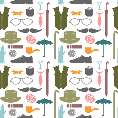 Seamless pattern with various elements for gentlemenのイラスト素材