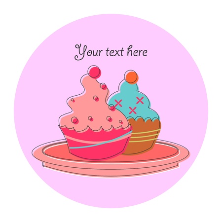 Vector card with two cupcakesのイラスト素材