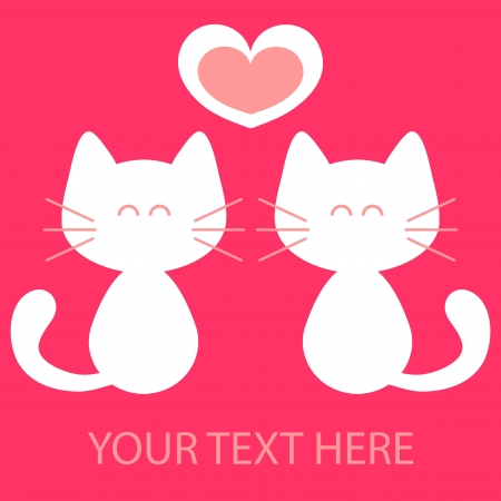 Cute kittens in love vector cardのイラスト素材