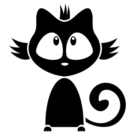 Cute black kitten illustrationのイラスト素材