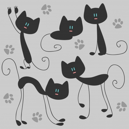 set of funny cute catsのイラスト素材