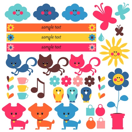 A set of cute elements for kidsのイラスト素材