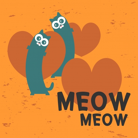 Two cats greeting cardのイラスト素材