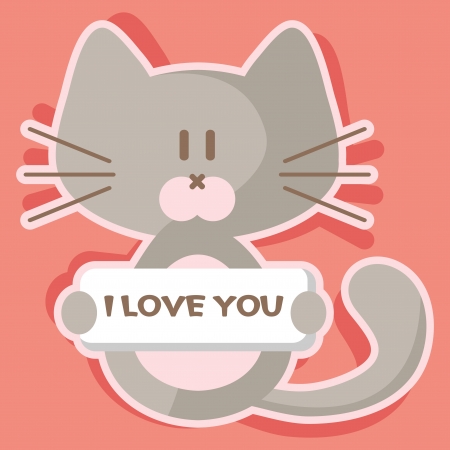 Cute kitten romantic valentine cardのイラスト素材