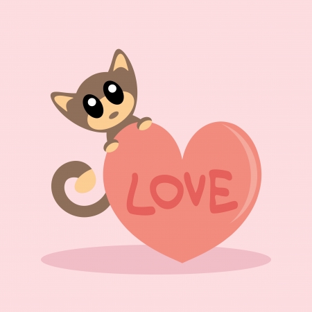 Cute kitty with heartのイラスト素材