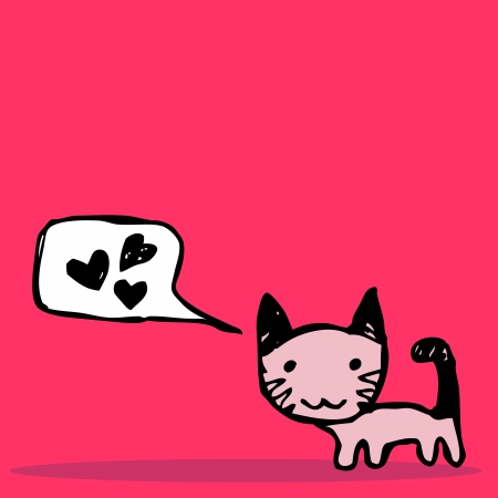 Cute little kitten romantic cardのイラスト素材